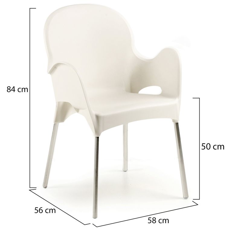 Sedia da Esterno Beige 4 Sedie Impilabile, Braccioli Made in Italy - Raimund