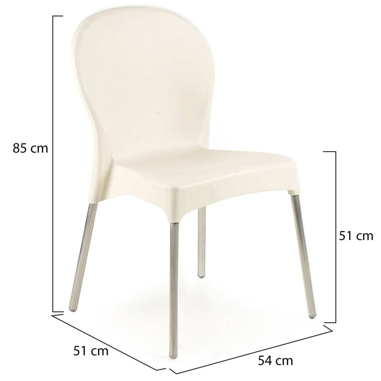 Sedia da Esterno Beige 4 Sedie Impilabile, Peso Supportato 120 kg Made in Italy - Eclectic