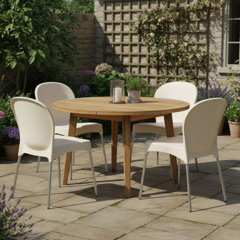 Sedia da Esterno Beige 4 Sedie Impilabile, Peso Supportato 120 kg Made in Italy - Eclectic