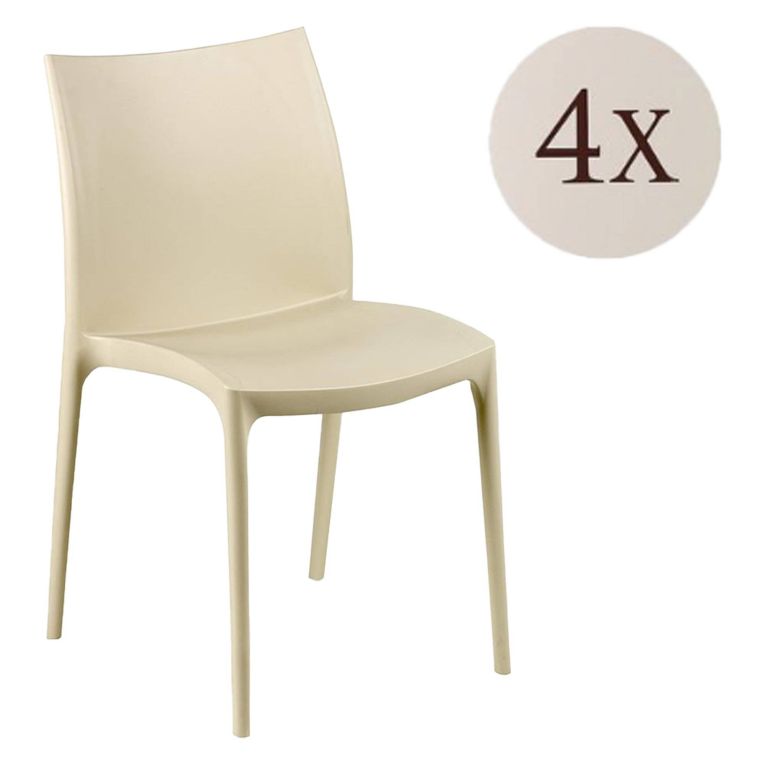 Sedia da Esterno Beige 4 Sedie Impilabile, Peso Supportato 120 kg Made in Italy - Grover