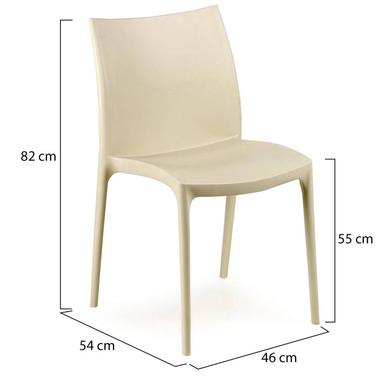Sedia da Esterno Beige 4 Sedie Impilabile, Peso Supportato 120 kg Made in Italy - Grover