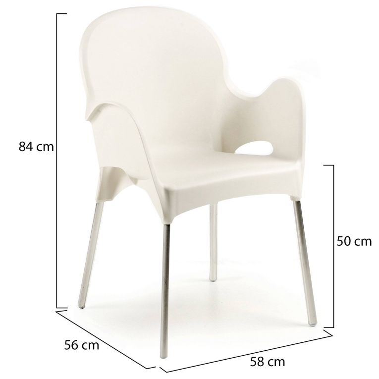 Sedia da Esterno Beige una Sedia Impilabile, Braccioli Made in Italy - Vashti