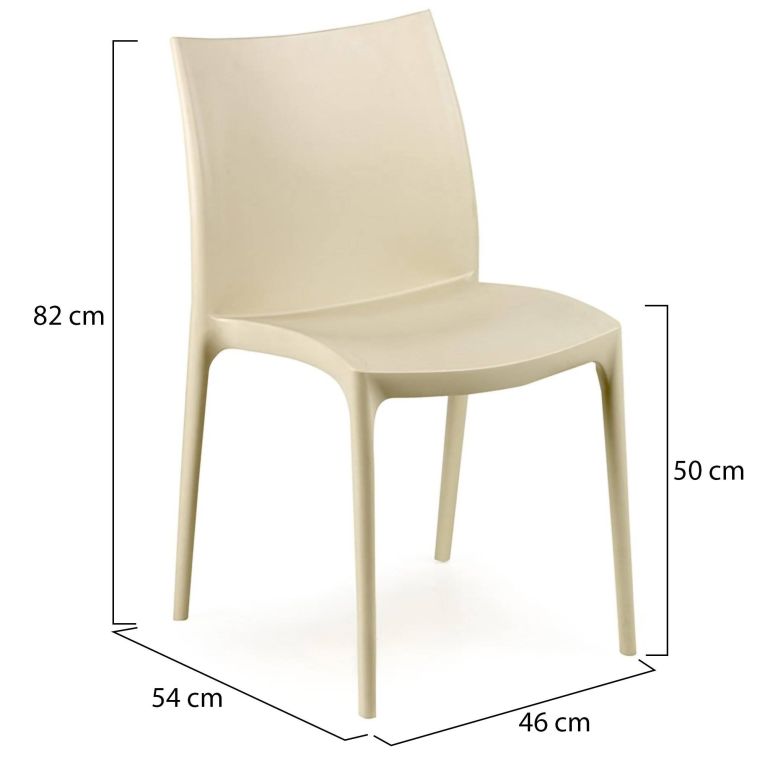 Sedia da Esterno Beige una Sedia Impilabile, Peso Supportato 120 kg Made in Italy - Grover