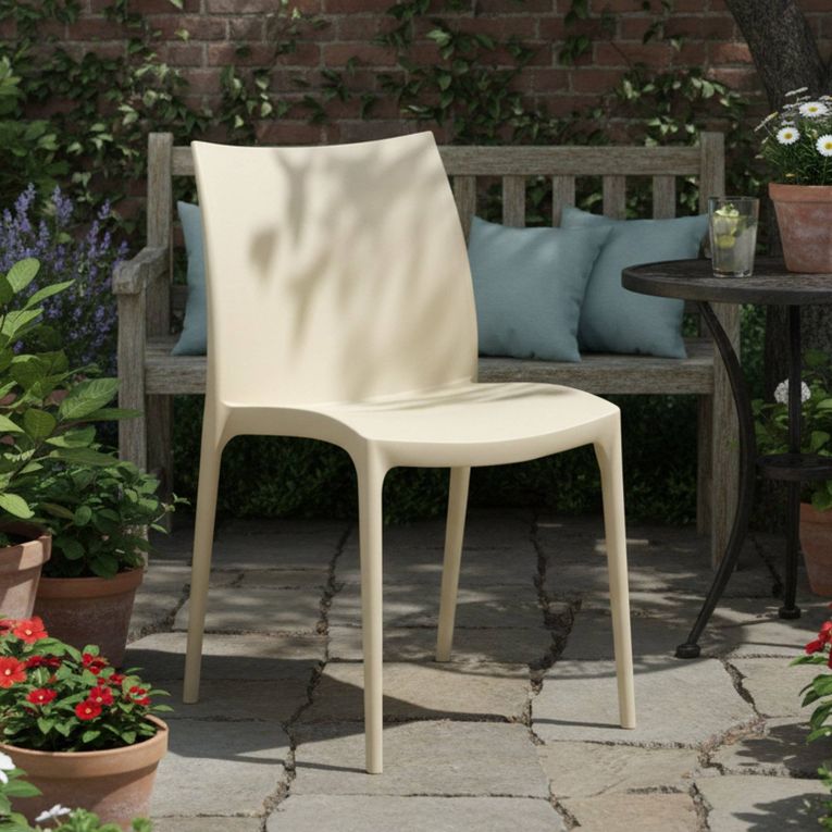 Sedia da Esterno Beige una Sedia Impilabile, Peso Supportato 120 kg Made in Italy - Grover