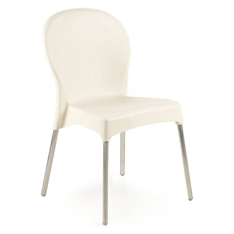 Sedia da Esterno Beige una Sedia Impilabile, Peso Supportato 120 kg Made in Italy - Linder