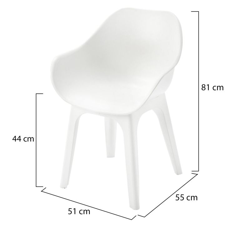 Sedia da Esterno Bianco 2 Sedie Braccioli, Peso Supportato 120 kg Made in Italy - Oakahalla