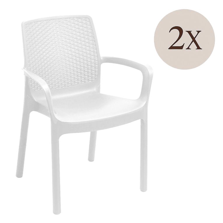 Sedia da Esterno Bianco 2 Sedie Impermeabile, Impilabile Made in Italy - Mattagga