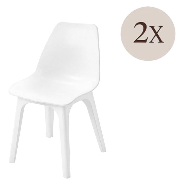 Sedia da Esterno Bianco 2 Sedie Peso Supportato 120 kg, Colore Seduta Bianco Made in Italy - Montivilla