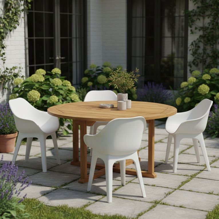 Sedia da Esterno Bianco 4 Sedie Braccioli, Peso Supportato 120 kg Made in Italy - Beachfield