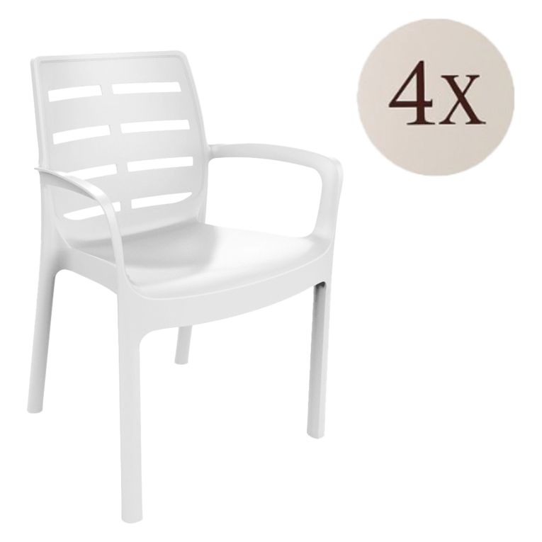 Sedia da Esterno Bianco 4 Sedie Impilabile, Braccioli Made in Italy - Excel