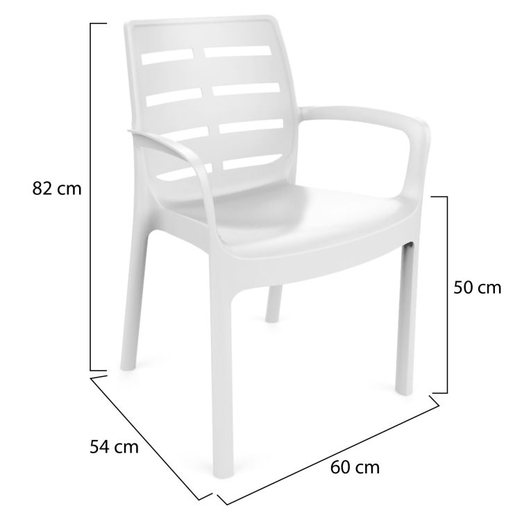 Sedia da Esterno Bianco 4 Sedie Impilabile, Braccioli Made in Italy - Excel