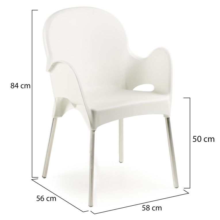 Sedia da Esterno Bianco 4 Sedie Impilabile, Braccioli Made in Italy - Raimund