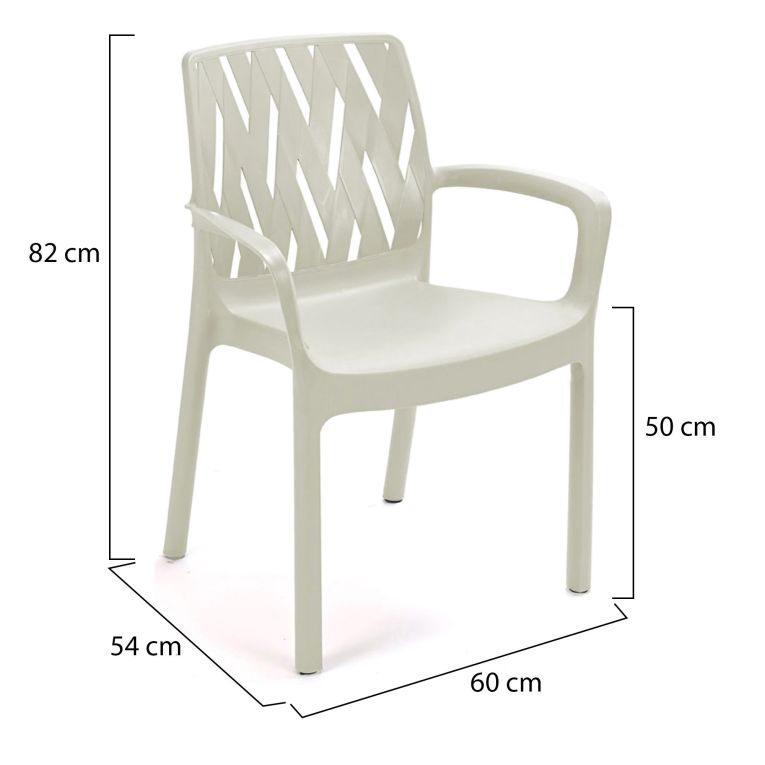 Sedia da Esterno Bianco 4 Sedie Impilabile, Braccioli Made in Italy - Rumley