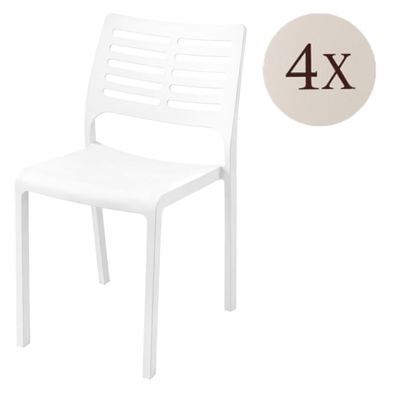 Sedia da Esterno Bianco 4 Sedie Impilabile, Peso Supportato 120 kg Made in Italy - Canoe