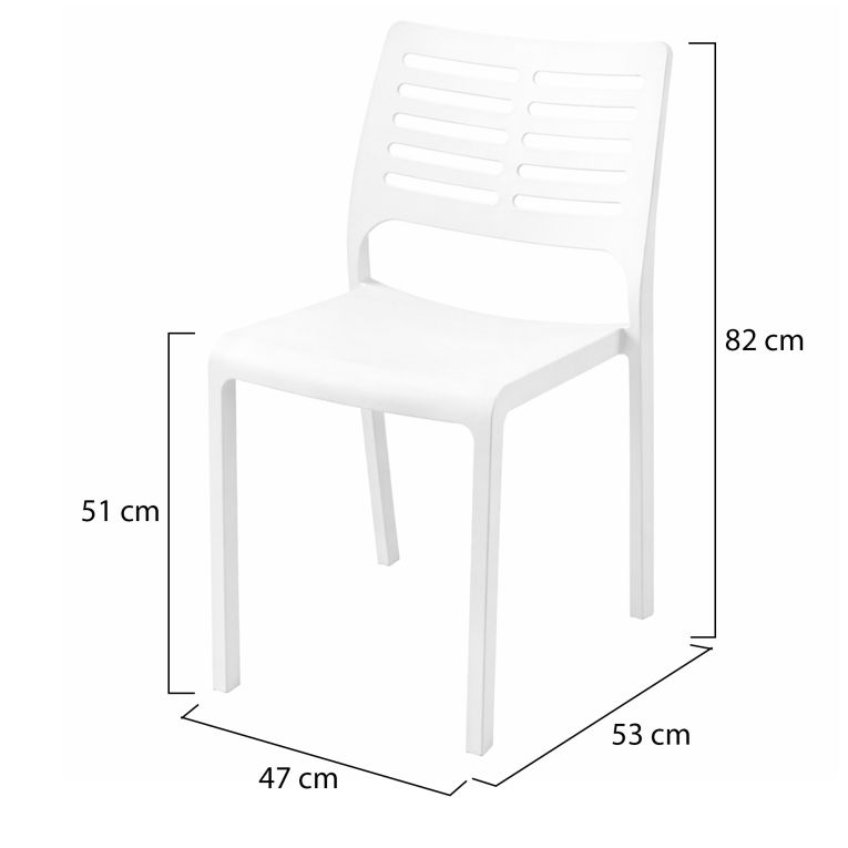 Sedia da Esterno Bianco 4 Sedie Impilabile, Peso Supportato 120 kg Made in Italy - Canoe