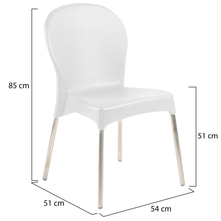 Sedia da Esterno Bianco 4 Sedie Impilabile, Peso Supportato 120 kg Made in Italy - Eclectic