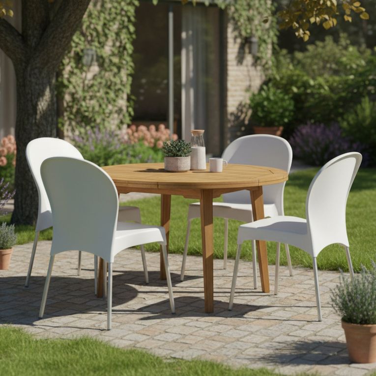 Sedia da Esterno Bianco 4 Sedie Impilabile, Peso Supportato 120 kg Made in Italy - Eclectic