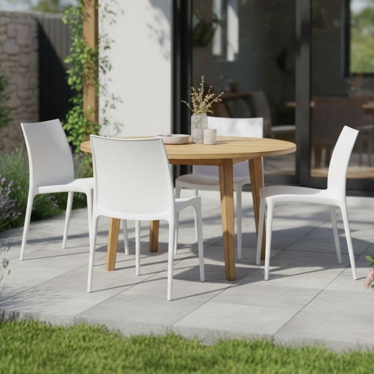 Sedia da Esterno Bianco 4 Sedie Impilabile, Peso Supportato 120 kg Made in Italy - Grover