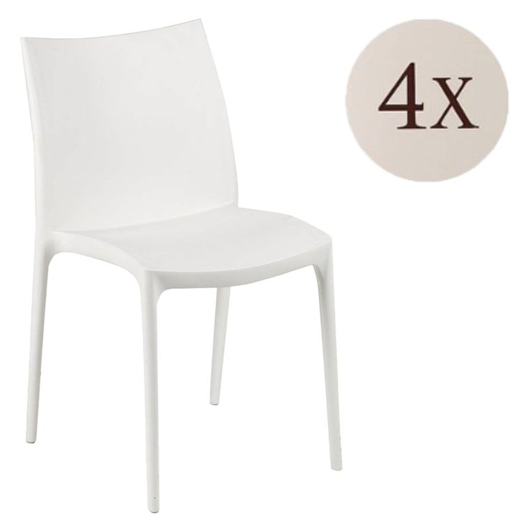 Sedia da Esterno Bianco 4 Sedie Impilabile, Peso Supportato 120 kg Made in Italy - Grover