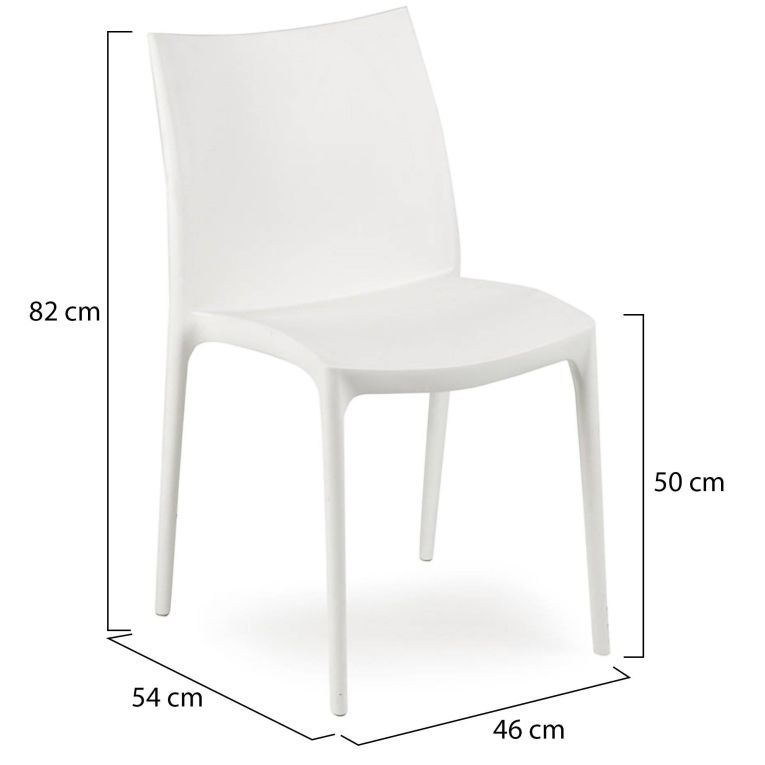 Sedia da Esterno Bianco 4 Sedie Impilabile, Peso Supportato 120 kg Made in Italy - Grover