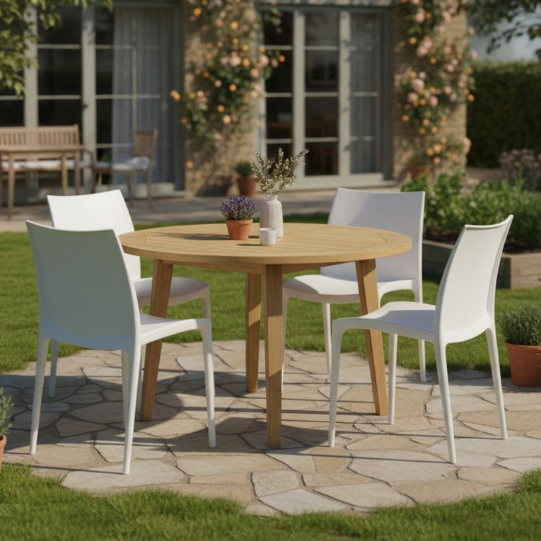 Sedia da Esterno Bianco 4 Sedie Impilabile, Peso Supportato 120 kg Made in Italy - Grover