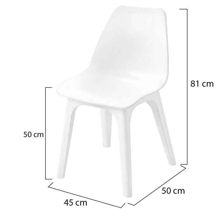 Sedia da Esterno Bianco 4 Sedie Peso Supportato 120 kg, Colore Seduta Bianco Made in Italy - Montivilla