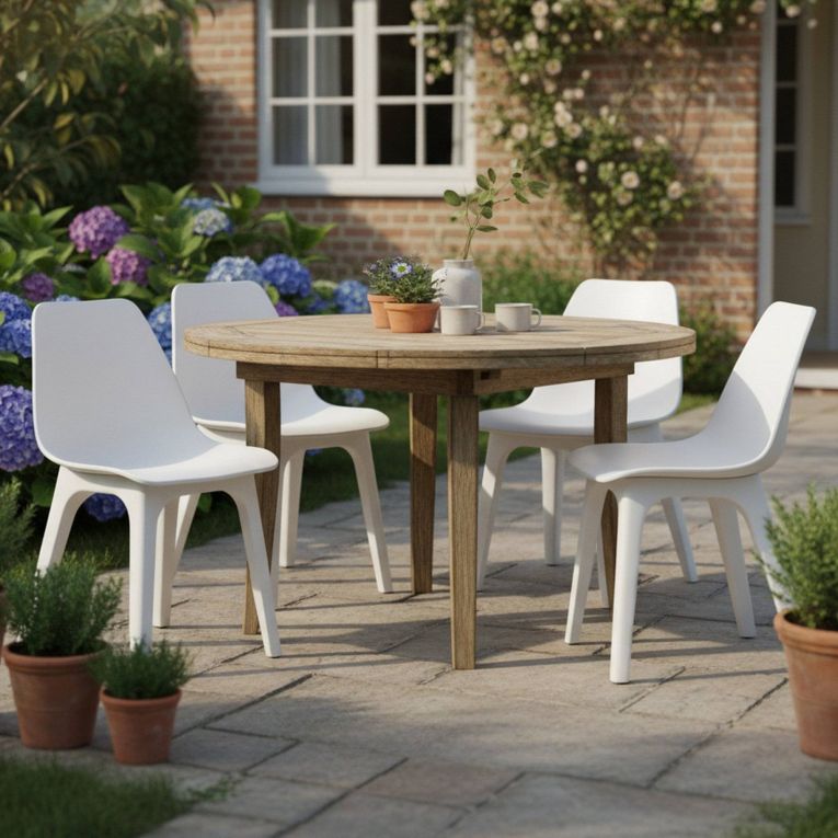 Sedia da Esterno Bianco 4 Sedie Peso Supportato 120 kg, Colore Seduta Bianco Made in Italy - Montivilla