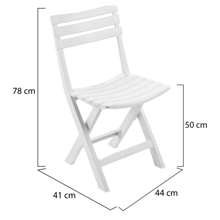 Sedia da Esterno Bianco 4 Sedie Pieghevole, Peso Supportato 120 kg Made in Italy - Jennie