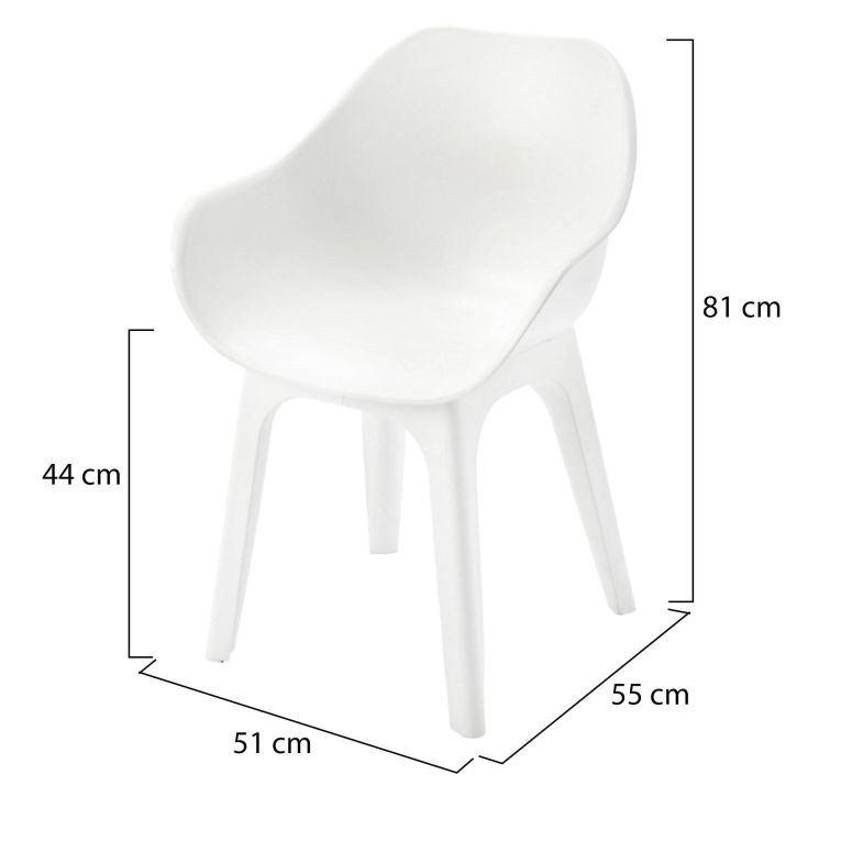 Sedia da Esterno Bianco una Sedia Braccioli, Peso Supportato 120 kg Made in Italy - Wesconnett