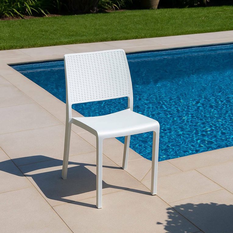 Sedia da Esterno Bianco una Sedia Impilabile, Colore Seduta Bianco - Revo