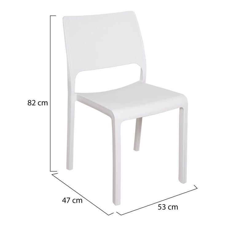 Sedia da Esterno Bianco una Sedia Impilabile, Peso Supportato 120 kg - Cereseto