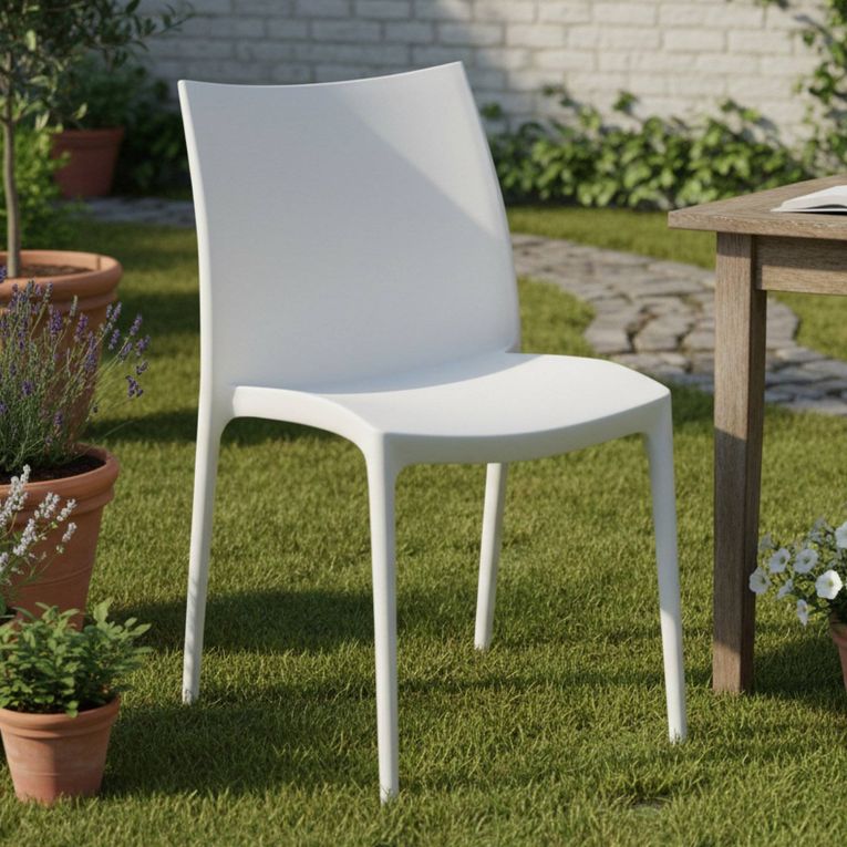 Sedia da Esterno Bianco una Sedia Impilabile, Peso Supportato 120 kg Made in Italy - Grover