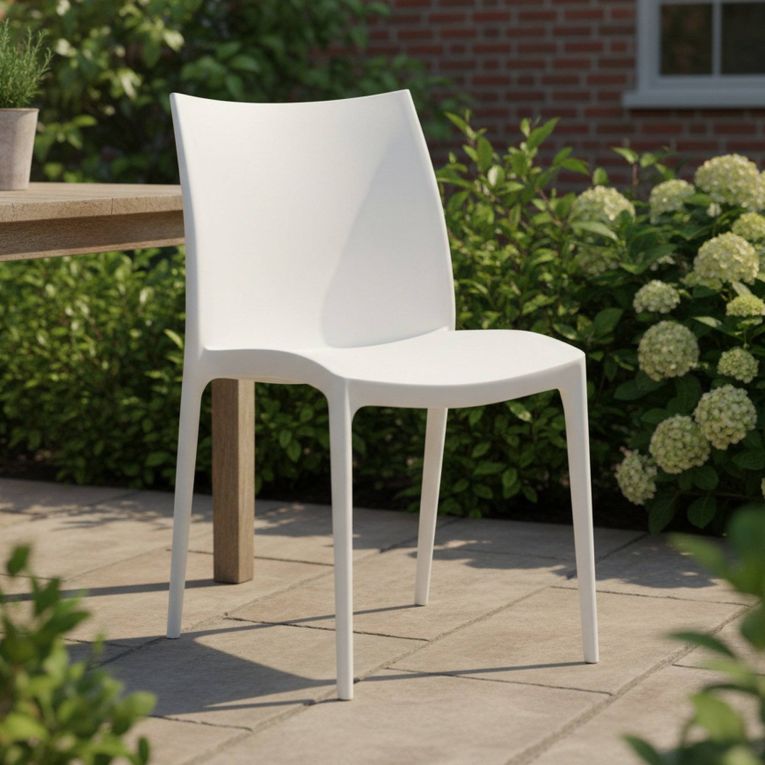 Sedia da Esterno Bianco una Sedia Impilabile, Peso Supportato 120 kg Made in Italy - Grover