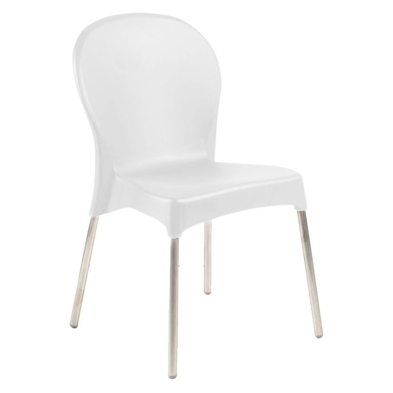 Sedia da Esterno Bianco una Sedia Impilabile, Peso Supportato 120 kg Made in Italy - Linder