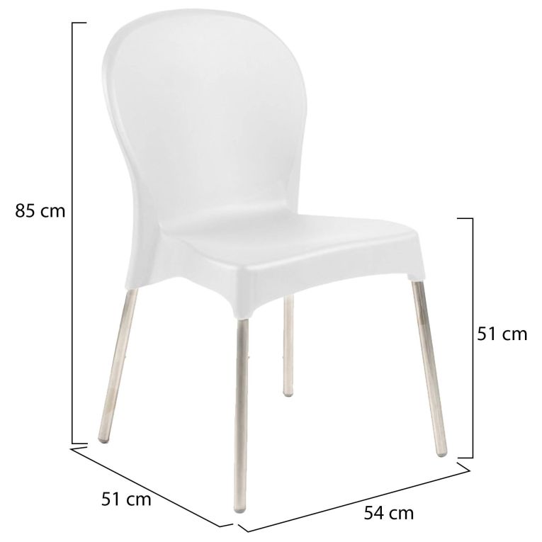 Sedia da Esterno Bianco una Sedia Impilabile, Peso Supportato 120 kg Made in Italy - Linder