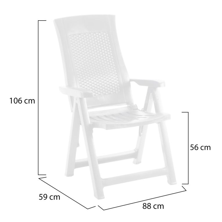 Sedia da Esterno Bianco una Sedia Schienale Reclinabile, Multiposizione Made in Italy - Alburni