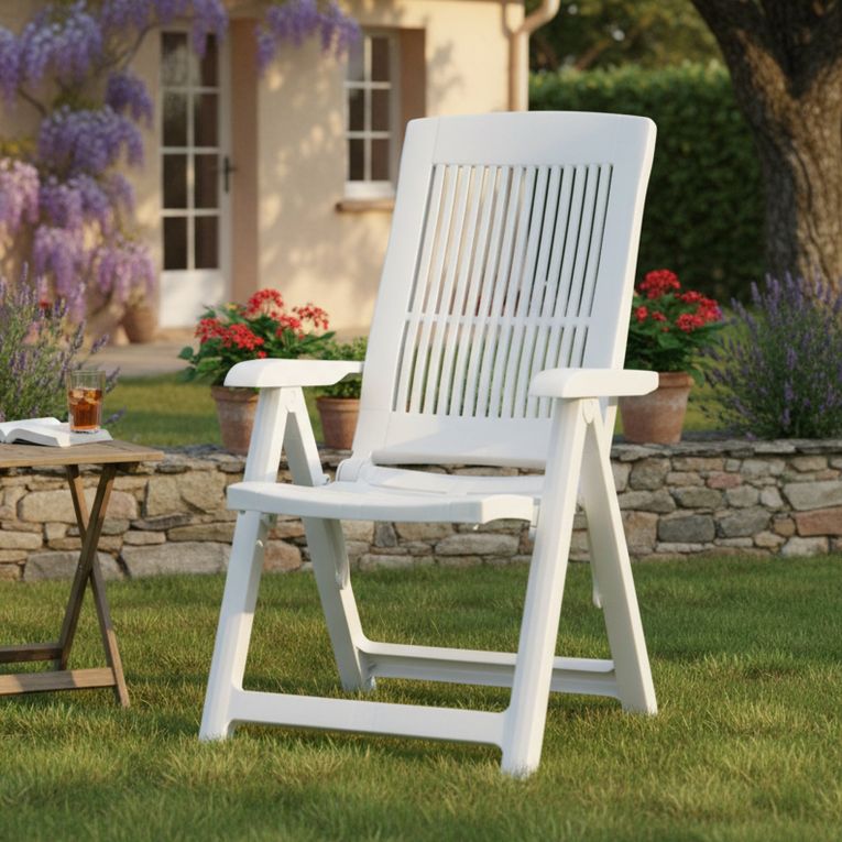 Sedia da Esterno Bianco una Sedia Schienale Reclinabile, Multiposizione Made in Italy - Dozier