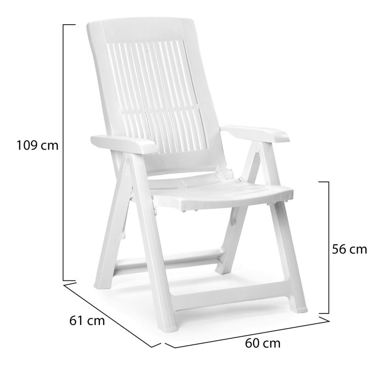 Sedia da Esterno Bianco una Sedia Schienale Reclinabile, Multiposizione Made in Italy - Dozier