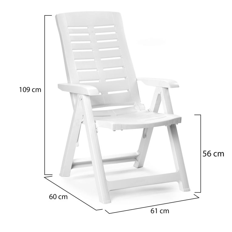 Sedia da Esterno Bianco una Sedia Schienale Reclinabile, Multiposizione Made in Italy - Halsell