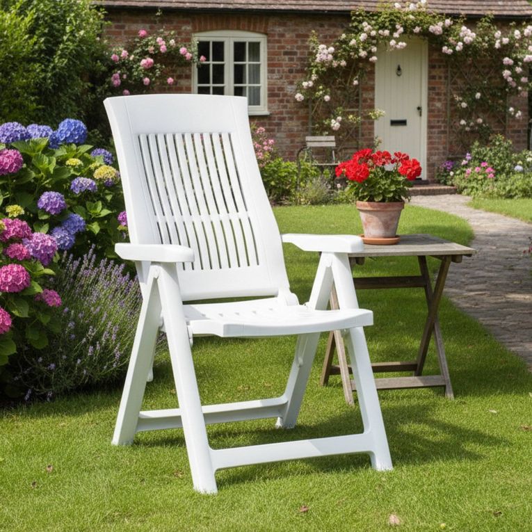 Sedia da Esterno Bianco una Sedia Schienale Reclinabile, Multiposizione Made in Italy - Heflin
