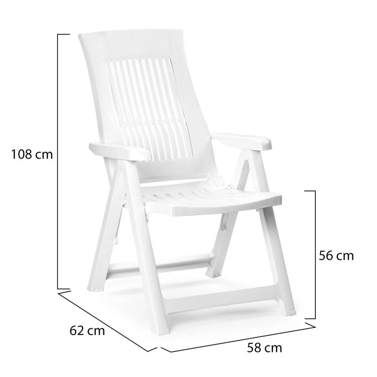 Sedia da Esterno Bianco una Sedia Schienale Reclinabile, Multiposizione Made in Italy - Heflin