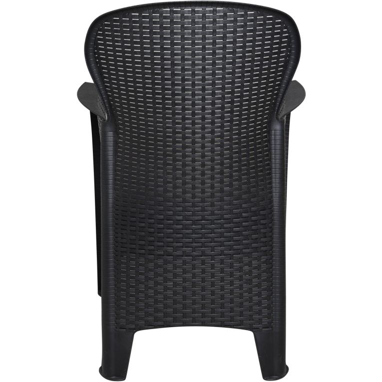 Sedia da esterno Como, Seduta da giardino, Poltrona outdoor effetto rattan, 100 % Made in Italy, 60x58h89 cm, Antracite