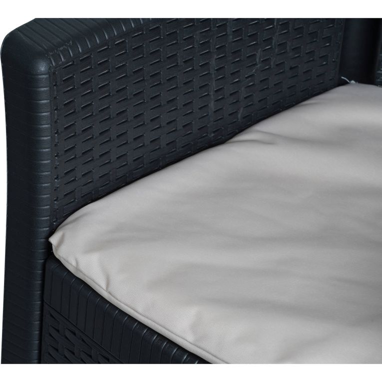 Sedia da esterno Como, Seduta da giardino, Poltrona outdoor effetto rattan, 100 % Made in Italy, 60x58h89 cm, Antracite
