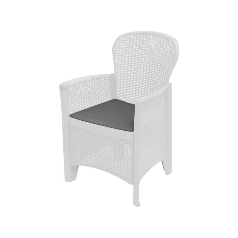Sedia da esterno Como, Seduta da giardino, Poltrona outdoor effetto rattan, 100 % Made in Italy, 60x58h89 cm, Bianco