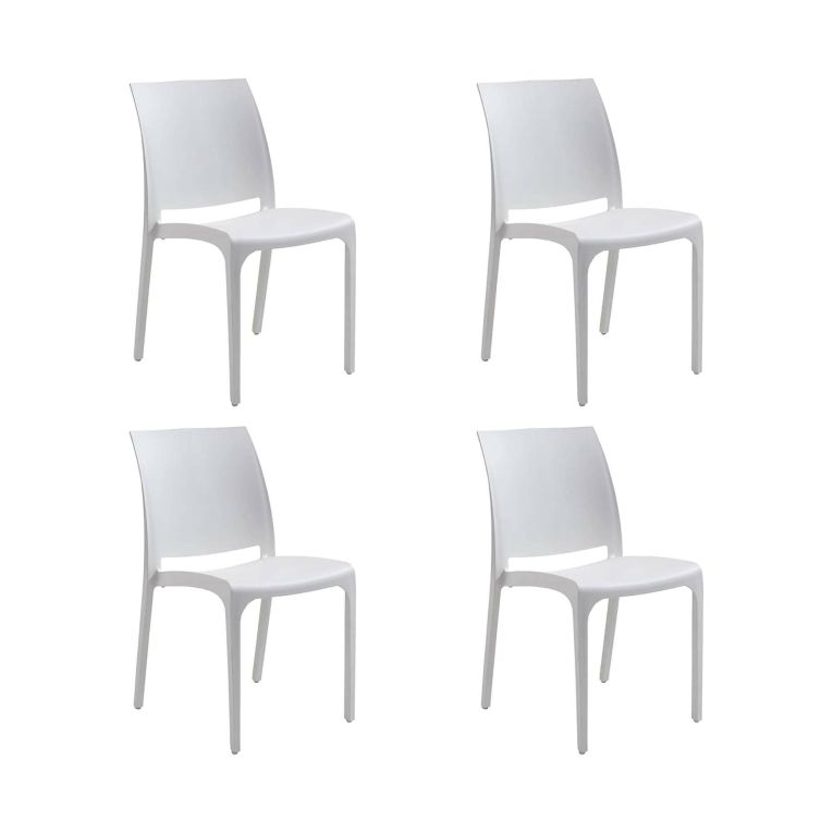 Sedia da esterno Dventurin, Seggiola da giardino, Seduta outdoor multiuso, Panchina da giardino, Made in Italy, 54x46 h80 cm, Bianco
