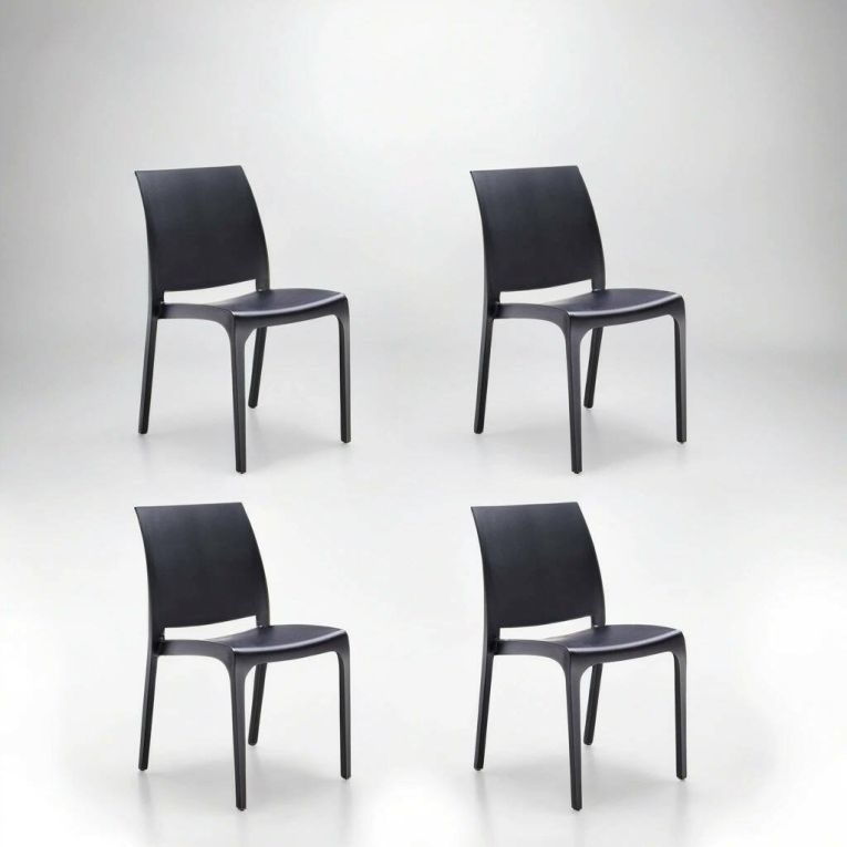 Sedia da esterno Dventurin, Seggiola da giardino, Seduta outdoor multiuso, Panchina da giardino, Made in Italy, 54x46 h80 cm, Nero