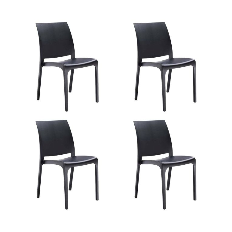 Sedia da esterno Dventurin, Seggiola da giardino, Seduta outdoor multiuso, Panchina da giardino, Made in Italy, 54x46 h80 cm, Nero