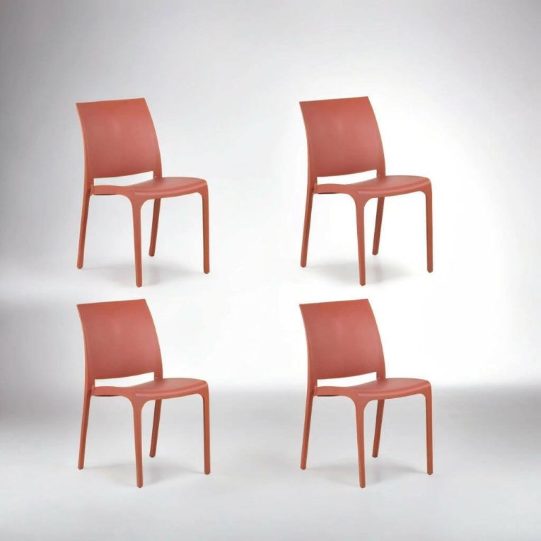 Sedia da esterno Dventurin, Seggiola da giardino, Seduta outdoor multiuso, Panchina da giardino, Made in Italy, 54x46 h80 cm, Rosa