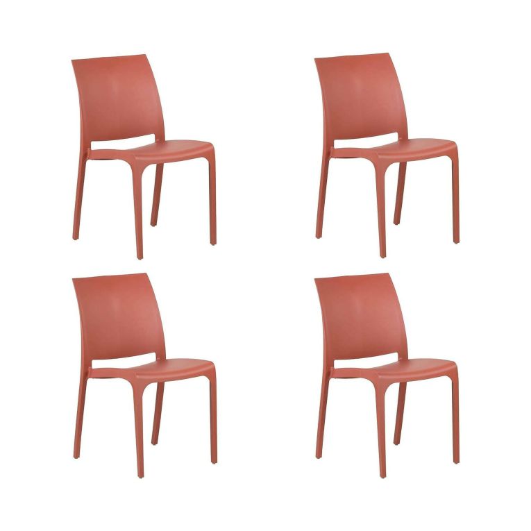 Sedia da esterno Dventurin, Seggiola da giardino, Seduta outdoor multiuso, Panchina da giardino, Made in Italy, 54x46 h80 cm, Rosa