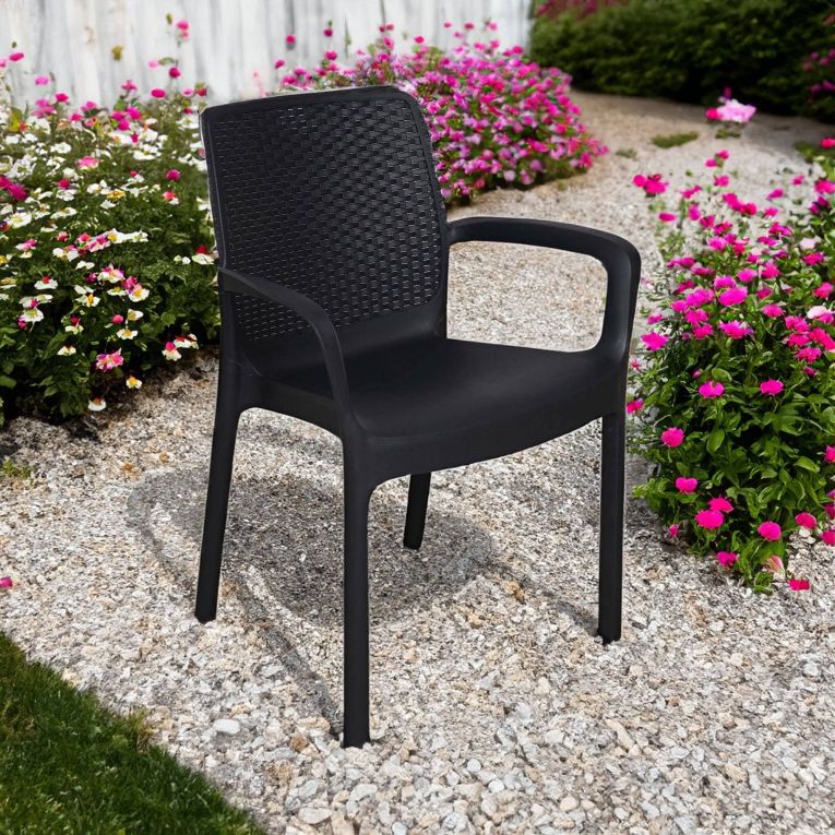 Sedia da esterno elegante impilabile antracite - Asha